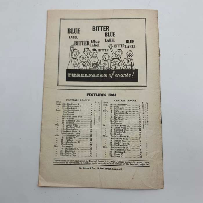 Soccer  '1963 Liverpool vs Sheffield Wednesday' Official Programme