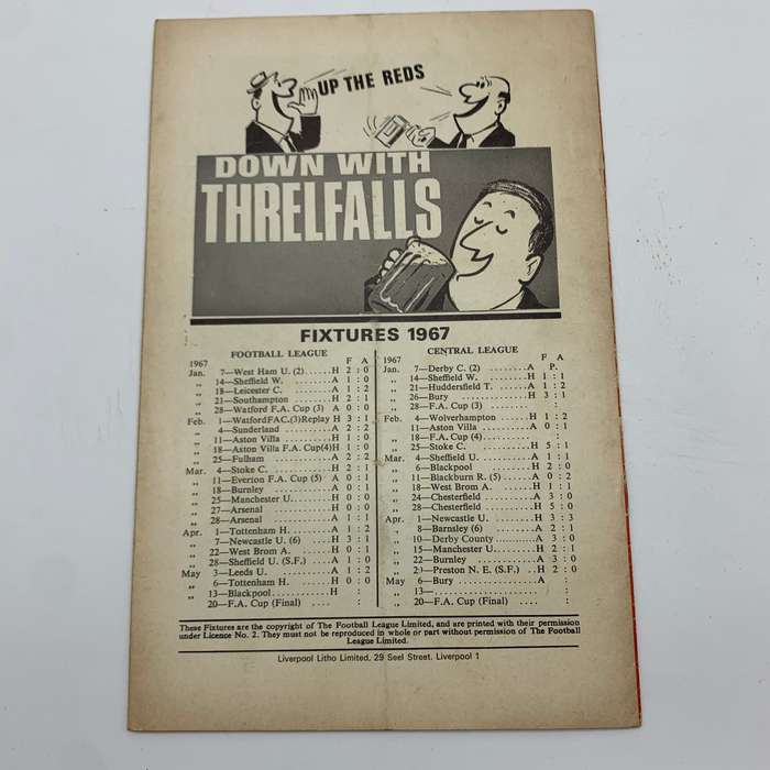 Soccer  1967 'Liverpool vs Blackpool' Official Programme
