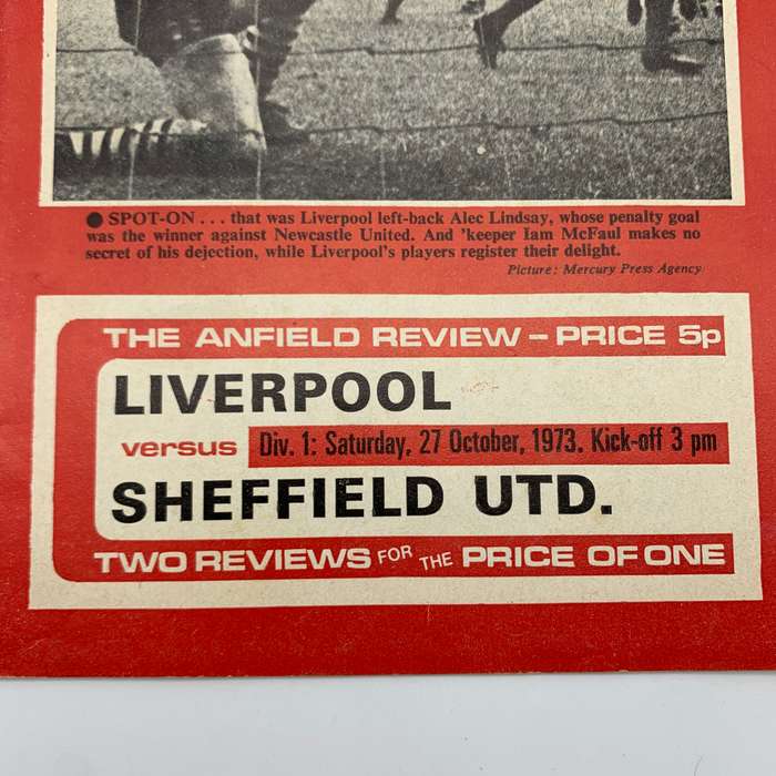 Soccer  '1973 Liverpool vs Sheffield United' Official Programme