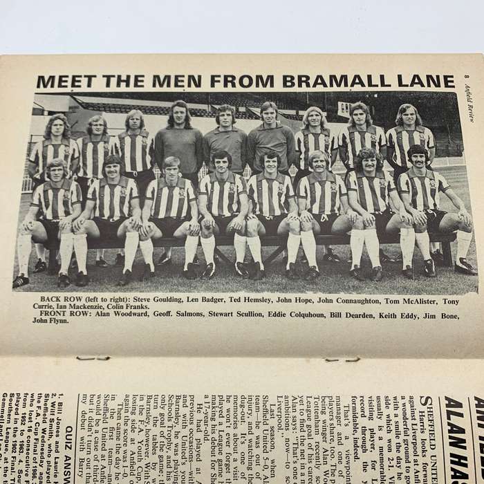 Soccer  '1973 Liverpool vs Sheffield United' Official Programme