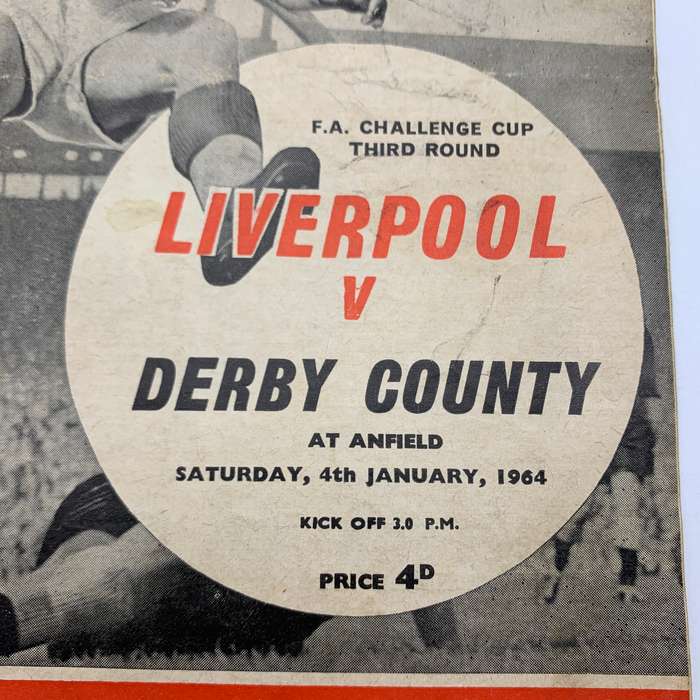 Soccer  '1964 Liverpool vs Derby County' Official Programme
