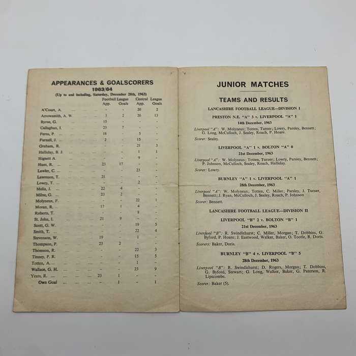 Soccer  '1964 Liverpool vs Derby County' Official Programme