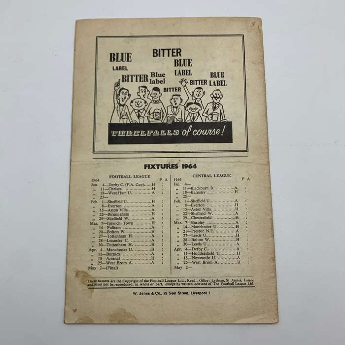 Soccer  '1964 Liverpool vs Derby County' Official Programme
