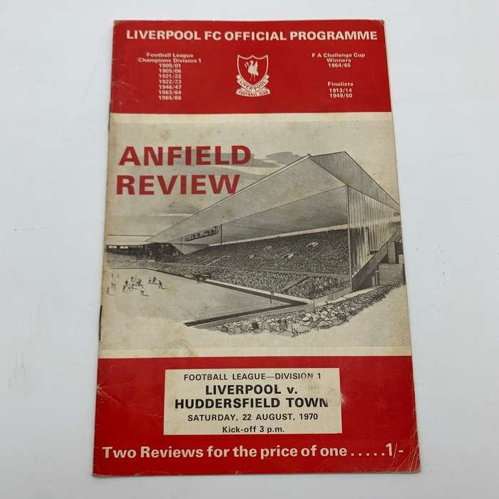 Soccer  '1970 Liverpool vs Huddersfield Town' Official Program