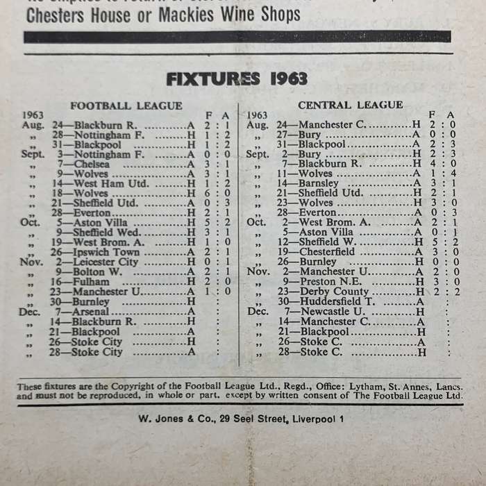 Soccer  '1963 Liverpool vs Burnley' Official Programme