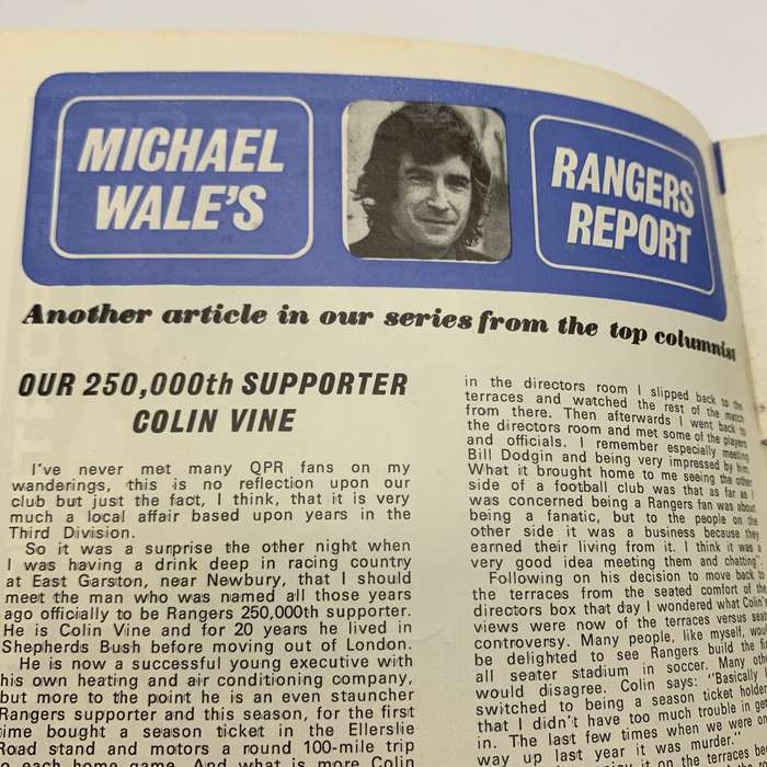 Soccer  '1974 Queens Park Rangers vs Derby County' Official Programme