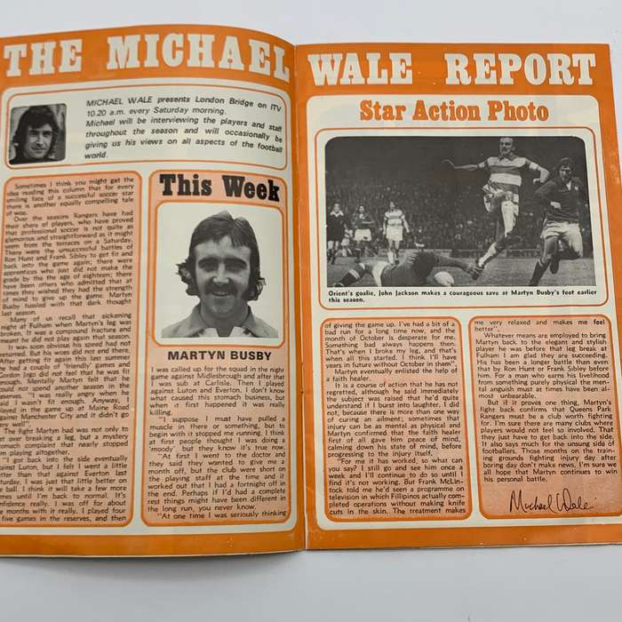 Soccer  '1975 Queens Park Rangers vs Manchester City' Official Programme