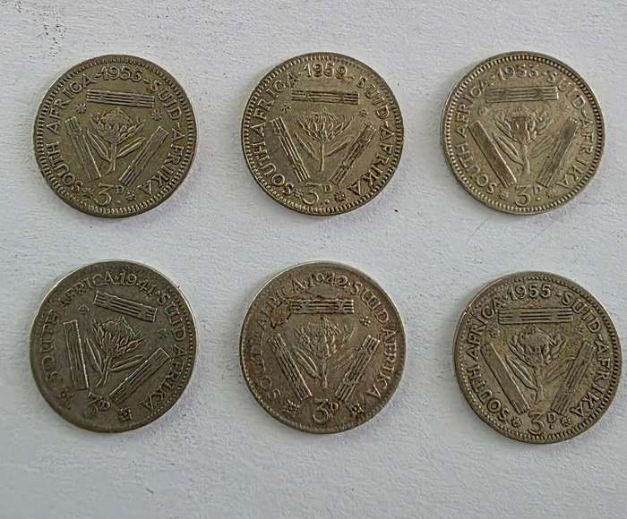 Mixed Lot of South African Union 3D - Silver Tickey