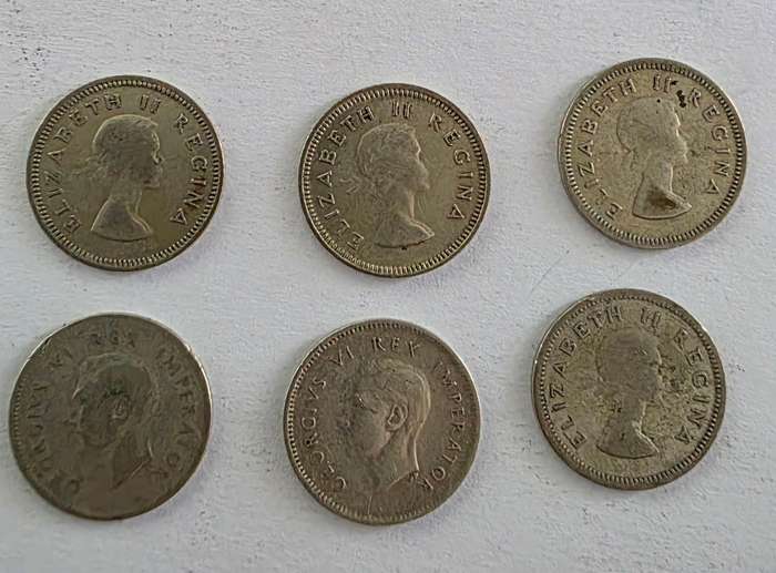 Mixed Lot of South African Union 3D - Silver Tickey