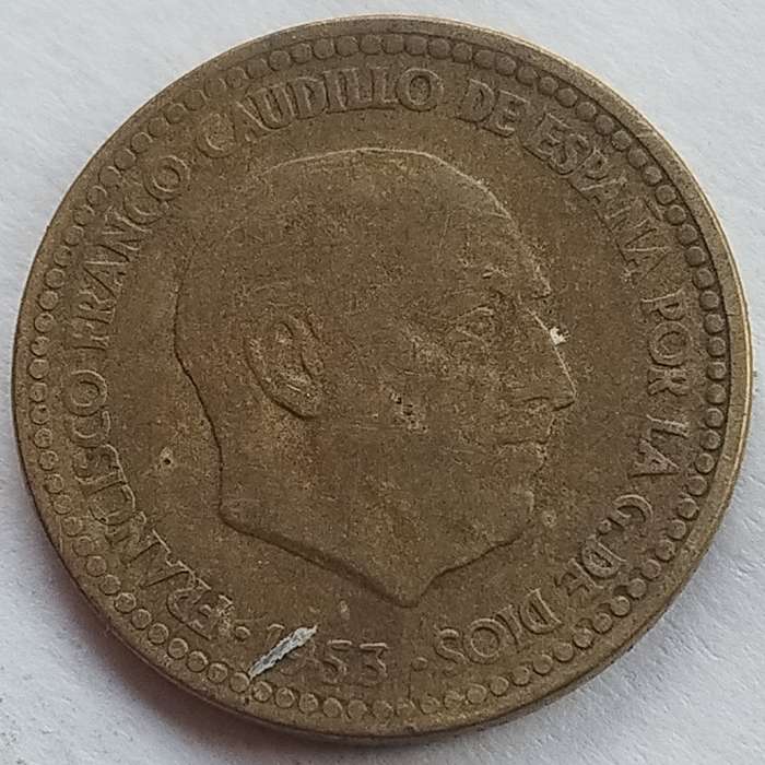 1953        Una Peseta  Coin       Spain         SUN16405