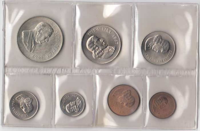 1967 MINT PACK UNC WITH SILVER R1 COIN (Afrikaans)     RSA  1967-013~