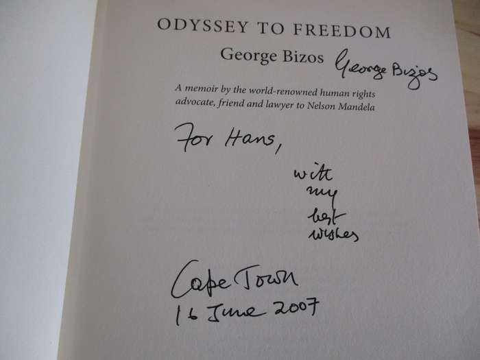 Signed Copy. GEORGE BIZOS - Odyssey to Freedom