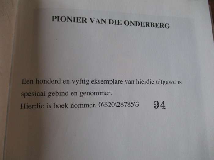 PIONIER VAN DIE ONDERBERG  Hans Bornman