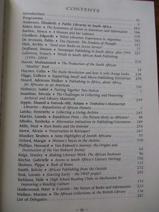 Bibliophilia Africana 11-14 May 2005 The book in Africa  edited by Cora Ovens