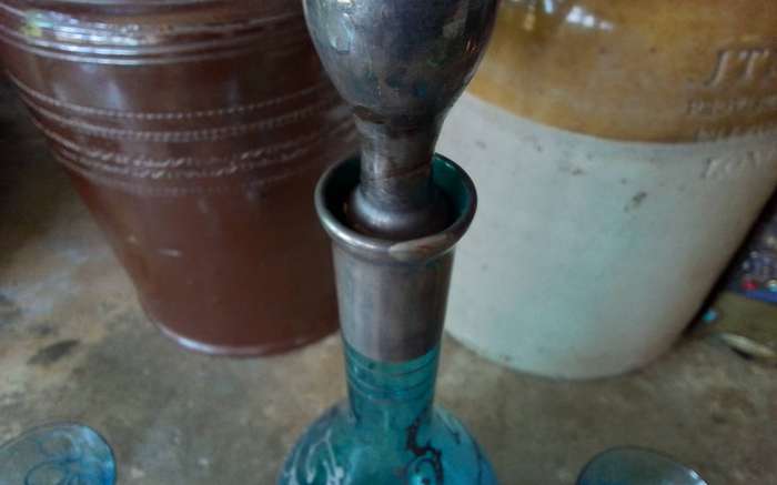 Vintage Venetian Glass with overlay Decanter Set