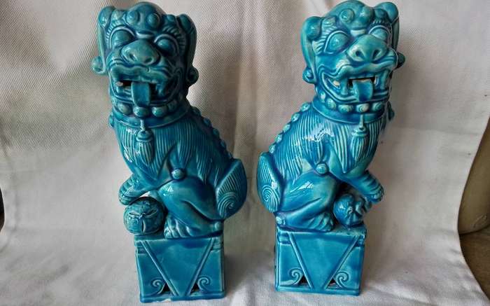 Vintage Balboa Hand Made Turquoise Foo Dogs