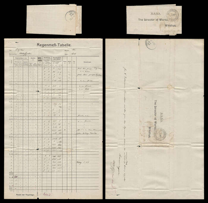 South West Africa. 1919 Onjoka Rainfall Record.