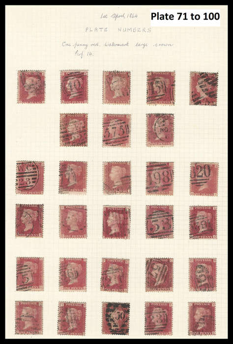 Great Britain.  126 Different Penny Reds as per 5 scans.