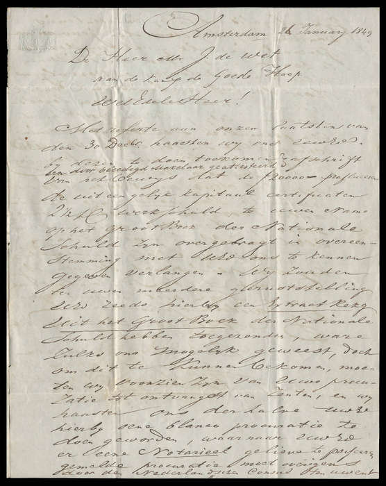 Great Britain.  1849 Entire from Amsterdam to Cape of Good Hope. London Ship Letter cancel on rever
