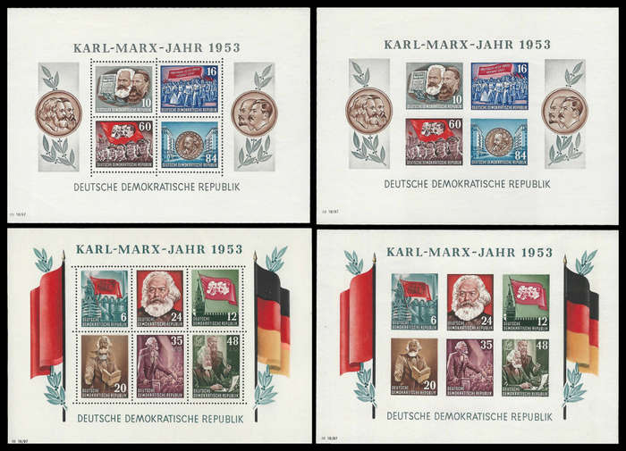 Germany  D.D.R. Karl Marx issue. Imperf + Perforated. Cat.value R8 000.  Superb UM.
