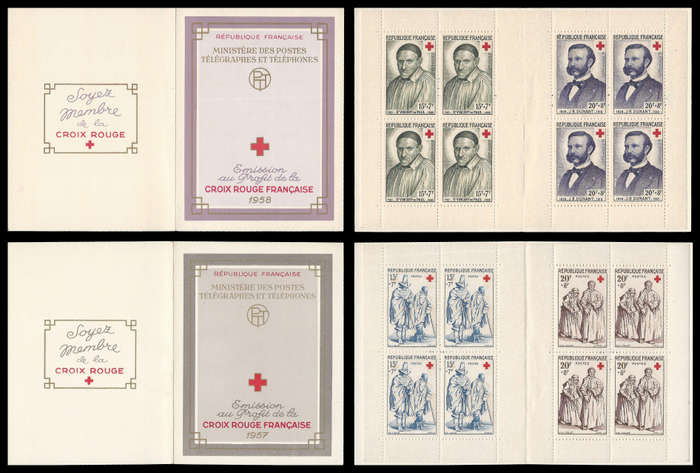 France.  1954, 1956.  Red Cross Booklets.  Very fine.