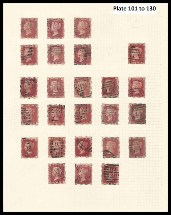 Great Britain.  126 Different Penny Reds as per 5 scans.