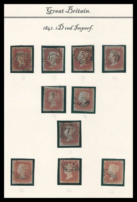 Great Britain. 10 x 1841 Penny Reds.  Cat.value R8 400-00 / R26 000-00.