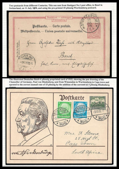 German Reich / Württemberg.  2 x Cards as per scan.