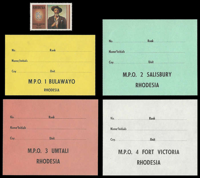 Rhodesia Bush War.  4 x Military Post Office labels.