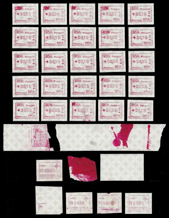 Republic of South Africa.  34 FRAMA varieties as per scan.  UM.