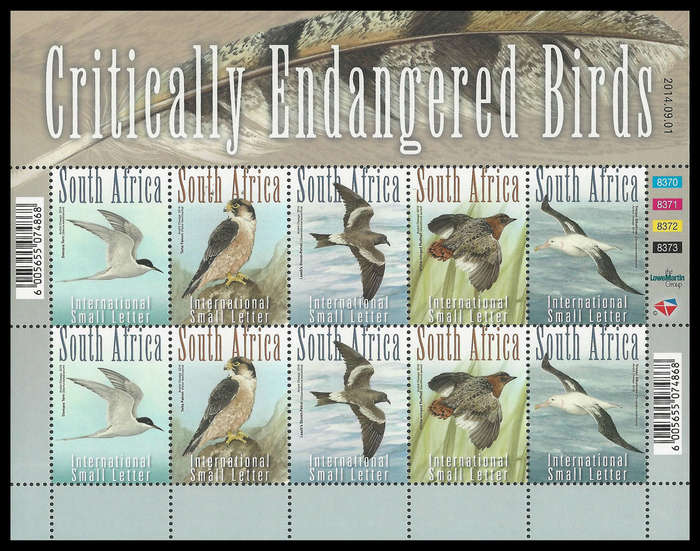 Republic of South Africa. 2014 Endangered Birds.  Cat.value R800-00. UM.