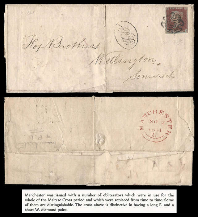 Great Britain. Penny Red with Maltese Cross cancellation on wrapper.