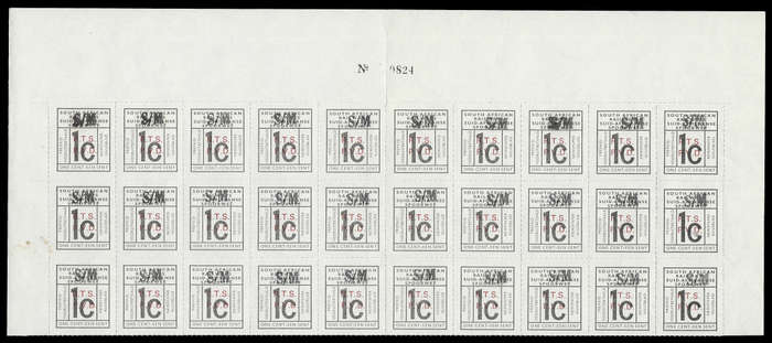 South African Railways.  Specimen block of 30.  UM.