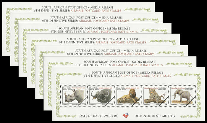 Republic of South Africa.  2008 Big Five Media Release x 7.  Unmounted mint.