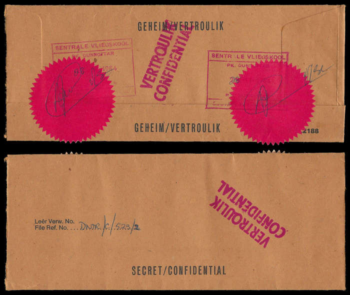 South Africa. 1984 Cover with CONFIDENTIAL cachet as well as Central Flying School cachet.