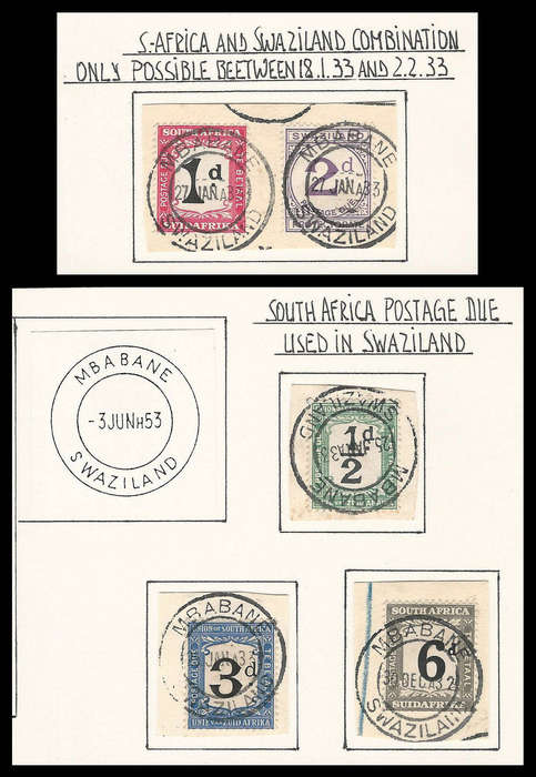 Swaziland. South Africa Postage Dues cancelled in Swaziland.