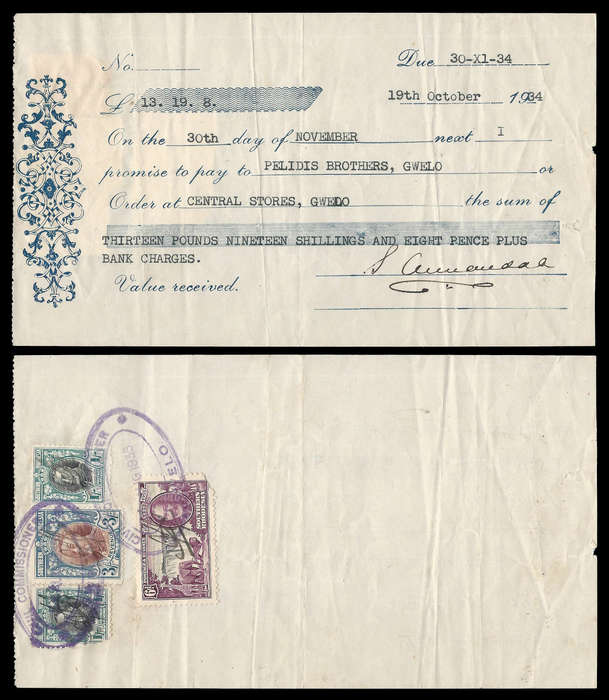 Southern Rhodesia.  Promissory note.