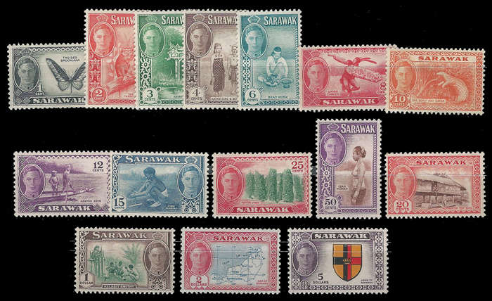 Sarawak.  KG VI complete set.  Cat.value R2 800-00.