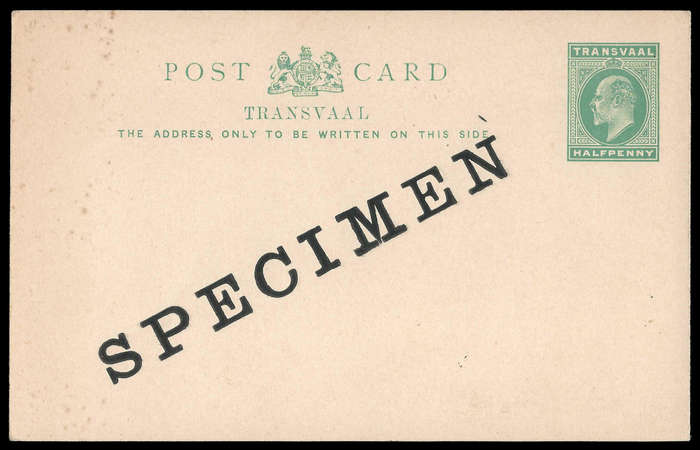 Transvaal.  Specimen Postal Stationary Card.