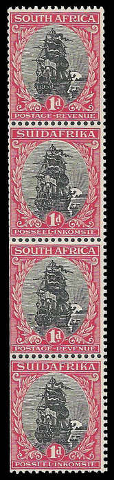 Union of South Africa. London Printing Coil Strip. UM.  Guaranteed.
