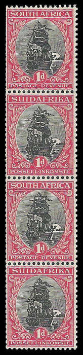 Union of South Africa. London Printing Coil Strip. UM.  Guaranteed.