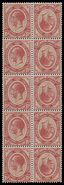 Union of South Africa.  1½d Tete-Beche block.  Cat.value R1 000-00.