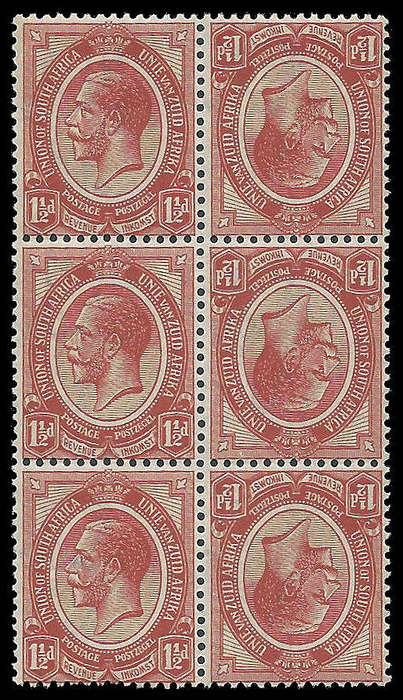 Union of South Africa. 1½d Tete-Beche block. Cat.value R600-00.