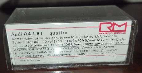 Rietze Audi A4 1.8 I Quattro - 1/87 Scale
