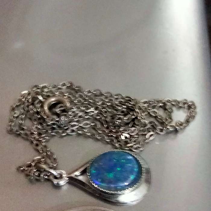 Sterling Silver Opal blue firelight tear drop Pendant Necklace+A ChainLOOK at my Buy Now  NO WAITING