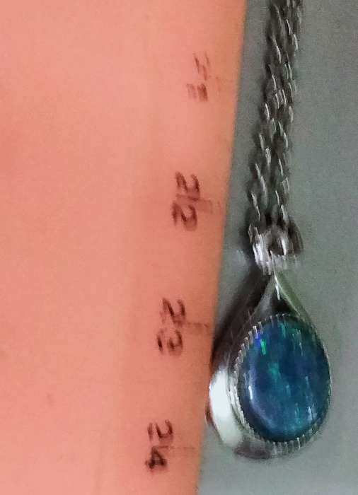 Sterling Silver Opal blue firelight tear drop Pendant Necklace+A ChainLOOK at my Buy Now  NO WAITING