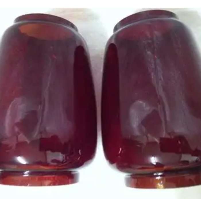 2 RUBY RED glass Oil/CANDLE Hurricane LAMP SHADE both for 1 bid