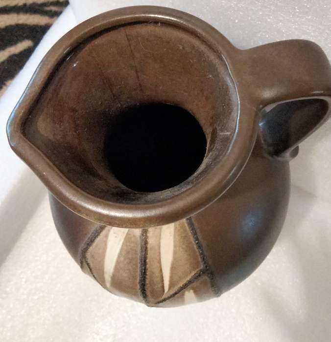 Art Pottery Pitcher West Germany mid century retro Slip Glaze