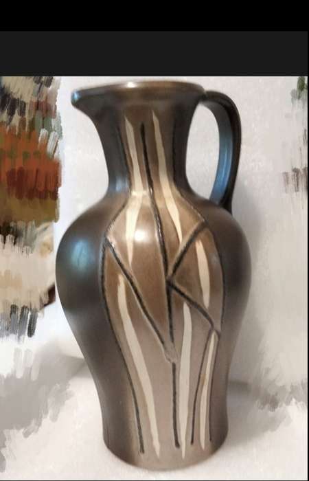 Art Pottery Pitcher West Germany mid century retro Slip Glaze