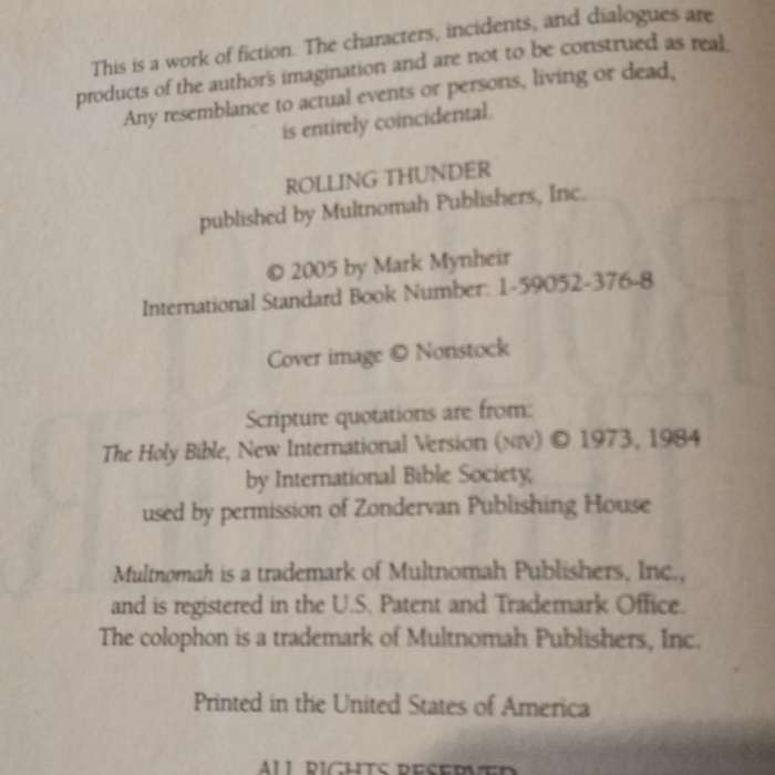 Mark Mynheir -Rolling Thunder - PB 2005 Book soft cover Pre-owned